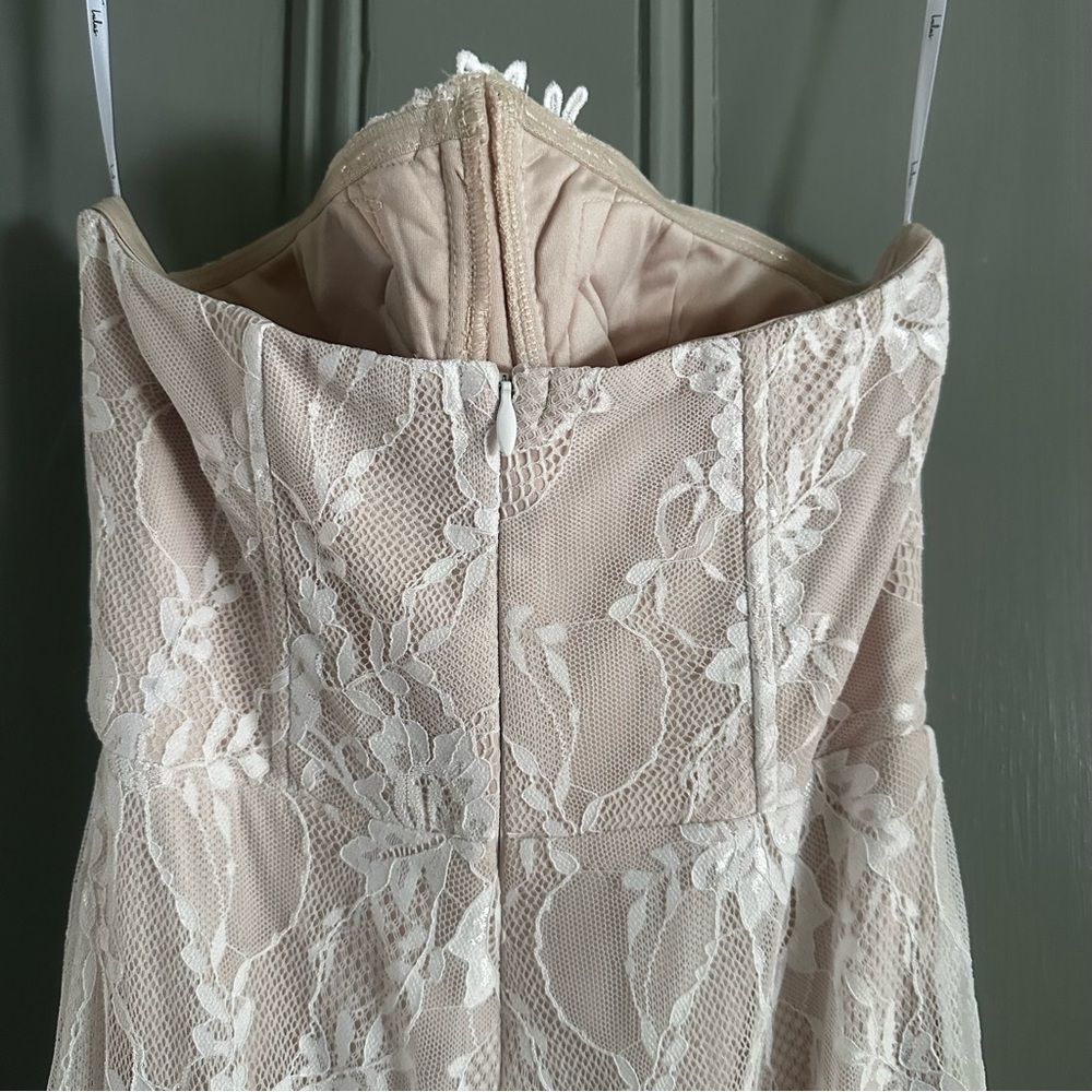 NWT Lulus Valeria White Lace Strapless Bustier Maxi Dress - Picture 11 of 13